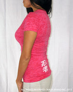 Women's NBI Logo Burnout T-Shirt - Hot Pink - White - Side View