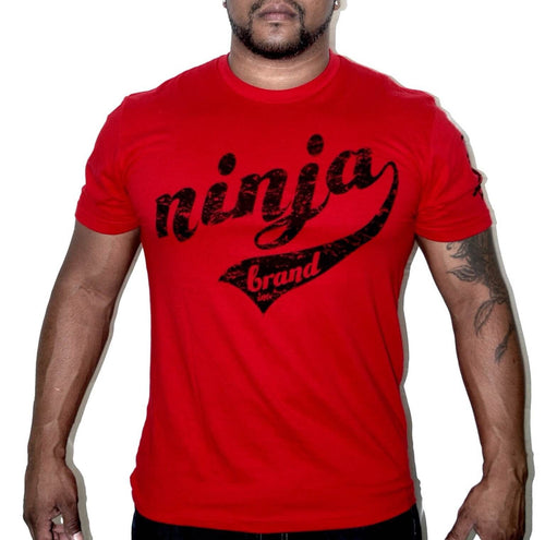 Men's Vintage Ninja Brand Inc Fitted T-Shirt "Train Like a Ninja" - Red - Front View