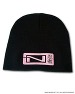 N-Logo Kanji Beanie - Black - Pink Embroidering - Front View