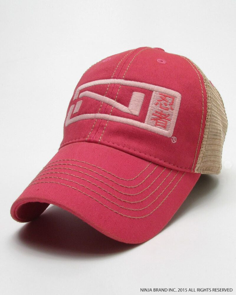 N-Logo Kanji Trucker Hat - Pink - Front View