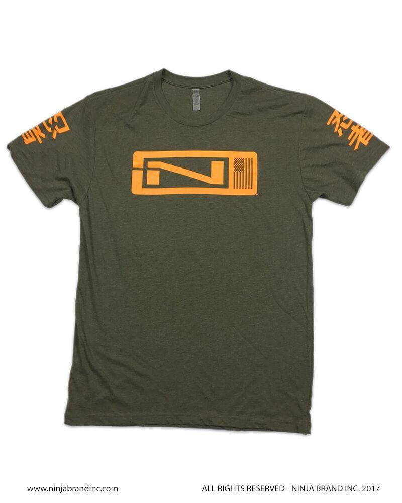 Ninja Brand American Ninja USA Logo ODG Blaze Orange Shirt Front