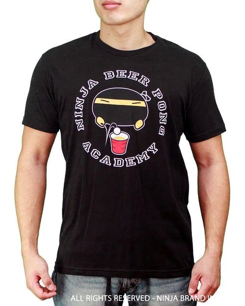 Men's Ninja Beer Pong Academy Fitted T-Shirt - Black - Front View