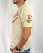 Men's Ninja Brand Inc Vintage Fitted T-Shirt - Tan with Brown Ink - Side View