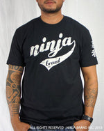 Men's Ninja Brand Inc Vintage Fitted T-Shirt - Black with White Ink - Front