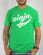 Men's Ninja Brand Inc Vintage Fitted T-Shirt - Kelly Green with White Ink - Front View
