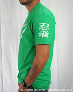 Men's Ninja Brand Inc Vintage Fitted T-Shirt - Kelly Green with White Ink - Side View