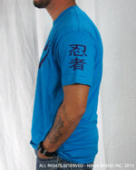 Men's Ninja Brand Inc Vintage Fitted T-Shirt - Light Blue with Purple Ink - Side View