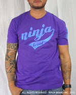Men's Ninja Brand Inc Vintage Fitted T-Shirt - Purple with Sky Blue Ink - Front View