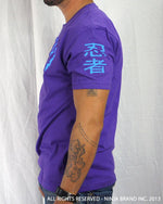 Men's Ninja Brand Inc Vintage Fitted T-Shirt - Purple with Sky Blue Ink - Side View