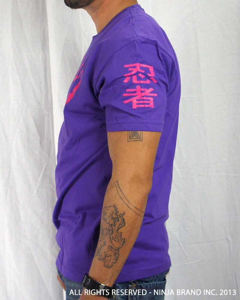 Men's Ninja Brand Inc Vintage Fitted T-Shirt - Purple with Magenta Ink - Side View