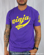 Men's Ninja Brand Inc Vintage Fitted T-Shirt - Purple with Yellow Ink - Front View