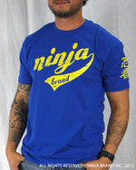 Men's Ninja Brand Inc Vintage Fitted T-Shirt - Royal Blue with Yellow Ink - Front