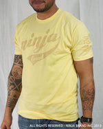 Men's Ninja Brand Inc Vintage Fitted T-Shirt - Yellow with Tan Ink - Front View