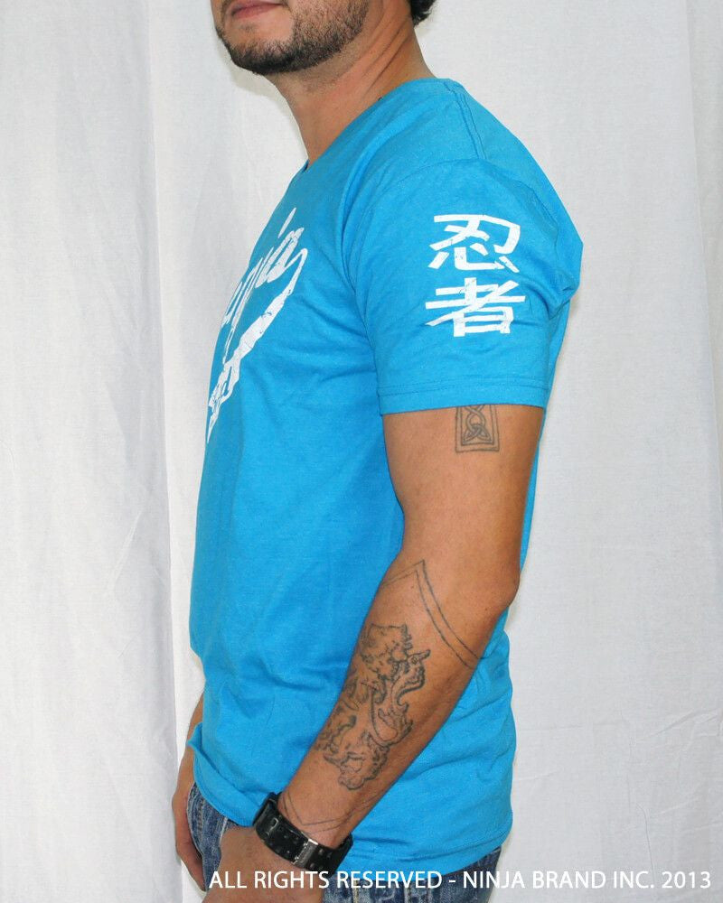 Men's Ninja Brand Inc Vintage V-Neck T-Shirt - Light Blue - Side View