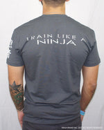 Men's Ninja Muscle Plate " Train Like a Ninja " T-Shirt - Heavy Metal Gray - Back View