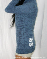 Women's NBI Logo Burnout Hoodie - Slate Blue Burnout with White - Side View