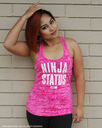 Women's Ninja Status Burnout Racerback Tank - Pink - Front View