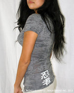 Women's NBI Logo Burnout T-Shirt - Dark Gray - White - Side View