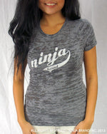 Women's NBI Logo Burnout T-Shirt - Dark Gray - White - Front View