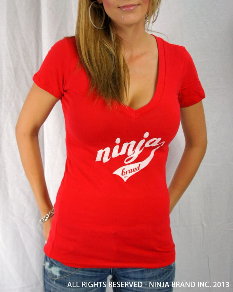 Womens red v neck t shirt hotsell