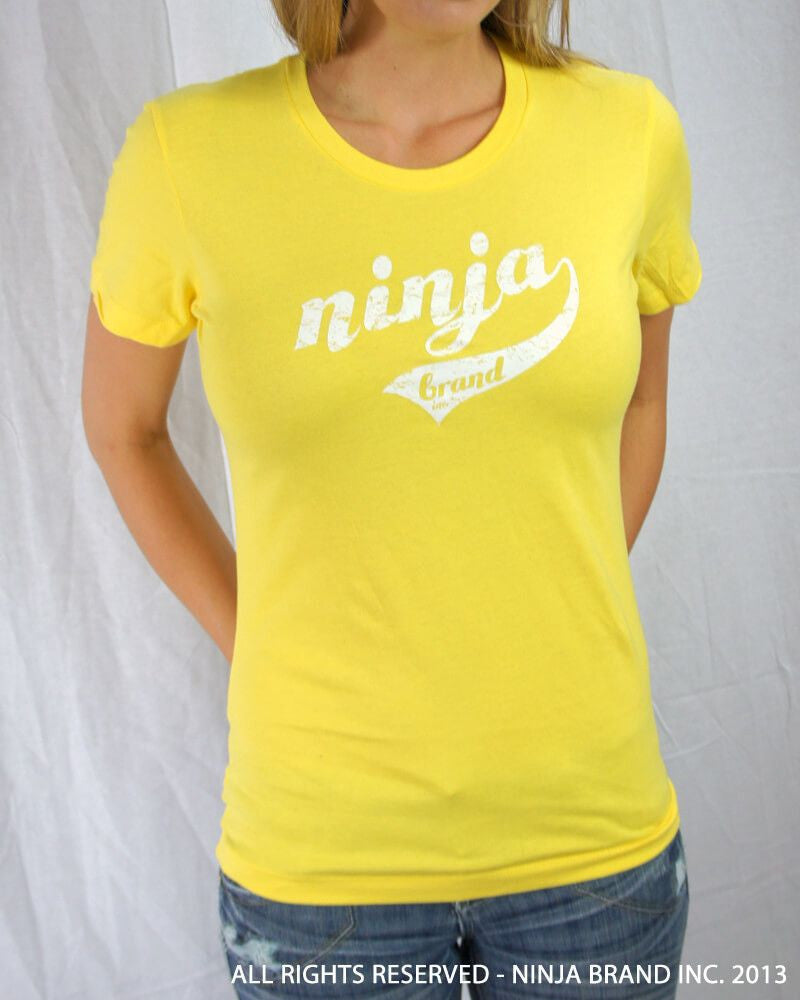 Women's Vintage NBI Logo Relaxed Cut T-Shirt - Yellow - Front View