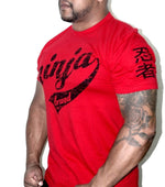 Men's Vintage Ninja Brand Inc Fitted T-Shirt "Train Like a Ninja" - Red - Side View