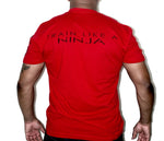 Men's Vintage Ninja Brand Inc Fitted T-Shirt "Train Like a Ninja" - Red - Back View